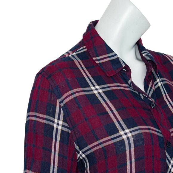 Rails Gemini Button up Flannel Shirt Metallic Plaid Women's Size Small - Picture 9 of 9